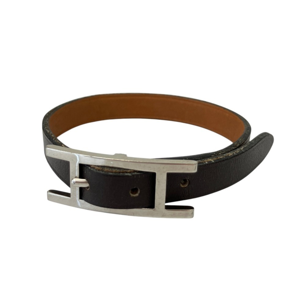 HERMES Api 3 Leather Bracelet, Dark Brown, Men's & Women's